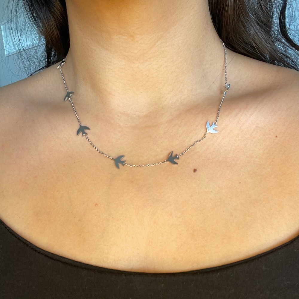 Steel stainless silver color seagull necklace